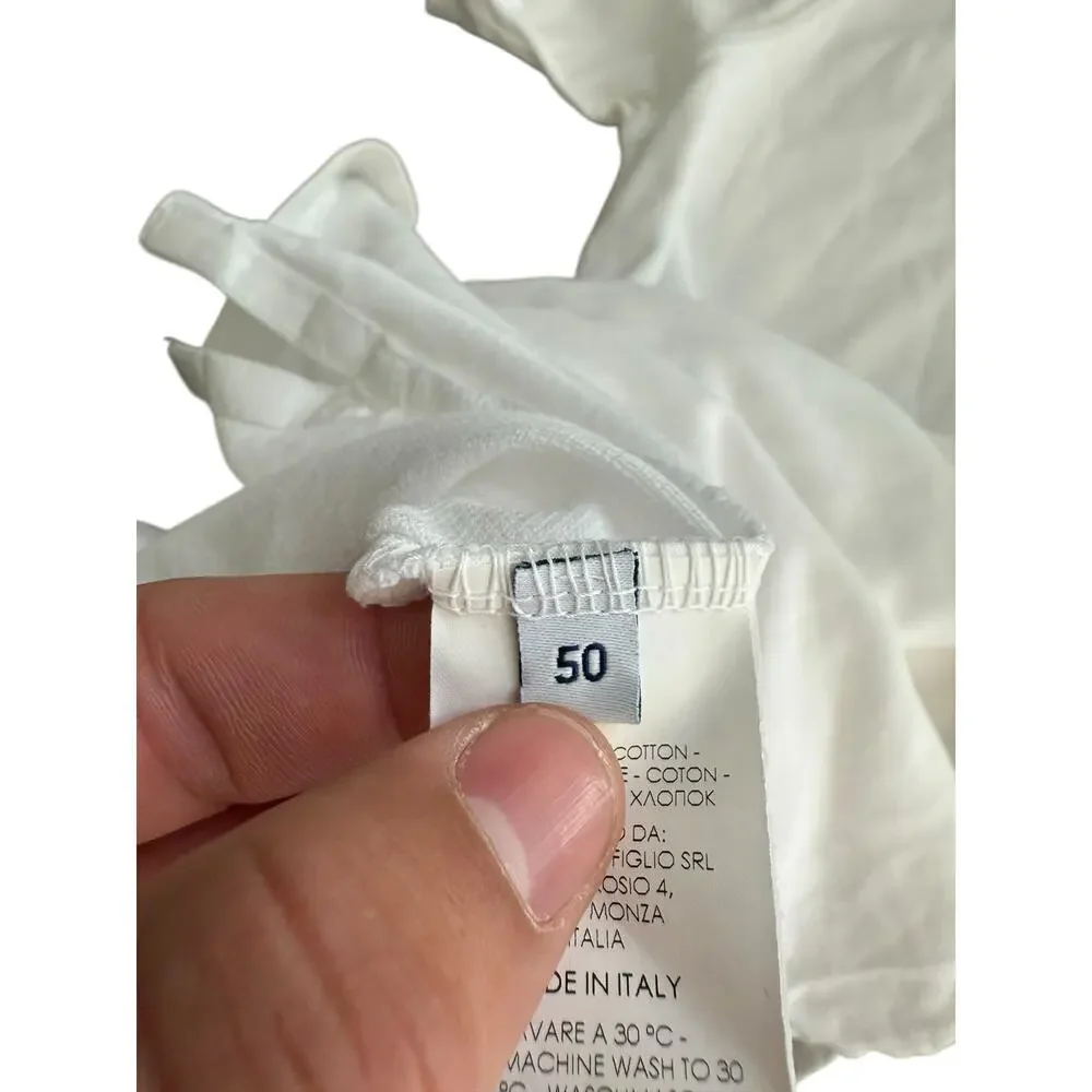 Fedeli Men's White Short Sleeves Button Up Dusty Terry Polo Shirt Size 50 - Picture 4 of 6